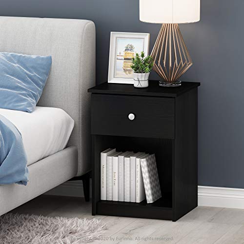 Image of Furinno Tidur Nightstand, Black Oak, Americano, 2-Pack
