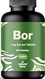 Bor Hochdosiert - 450 Tabletten mit 4mg Bor aus Borax (Natrium Borat) - Boron Tabletten - vegan und produziert in Deutschland - Verpackung kann variieren