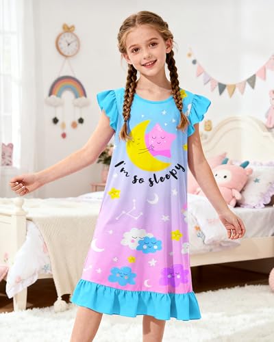 Image of Sylfairy Girls Nightgowns, Unicorn Nightgown Princess Pajama Dresses for Girls Sleepwear Nightie