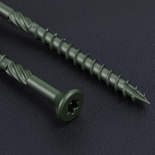 Image of #8 x 2 Heavy-Duty Deck Screws - Green Long Outdoor Wood Screws, Torx Drive with T25 Bit, Rust Resistant for Wood Decking and Fence (2lb,255Pcs)