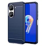 Capa de celular para ASUS Zenfone 10, fibra de carbono refinada, anti-queda, anti-impressões digitais, proteção total - azul