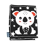 Livro de bebê de lado duplo, livro de bebê em preto e branco, livros de bebê enrugado com alto contraste visual, brinquedos educativos precoces para bebês recém-nascidos Lamptti