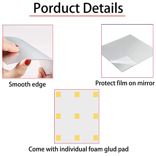 Zwin Acrylic Mirror Sheet Large Wall Mirror Tile 16"X12" Non Glass Mirror Wall Stickers Full Length Wall Mirror Self Adhesive Body Mirror For Bathroom, Bedroom, Livingroom Home Wall Decor #TOP3