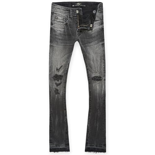 kids Sean Knee Shred Stacked Jeans (Black Shadow)