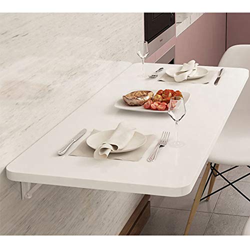 VOCD Mesa Plegable de Hoja abatible montada en la Pared, Banco de Trabajo, Escritorio Plegable de Madera con Hoja abatible Escritorio Plegable Flotante Simple para computadora portátil, Blanco