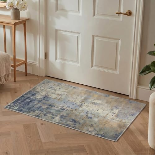 Image of BEIMO Area Rugs 8x10 for Living Room Bedroom, Modern Abstract Machine Washable Rug, Large Soft Low Pile Floor Cover with Non Slip Backing for Dining Room, Dusty Blue
