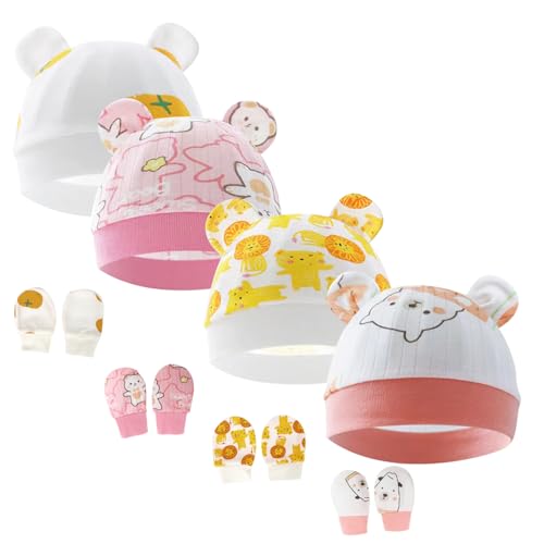 Newborn Baby Hats and Mittens Set