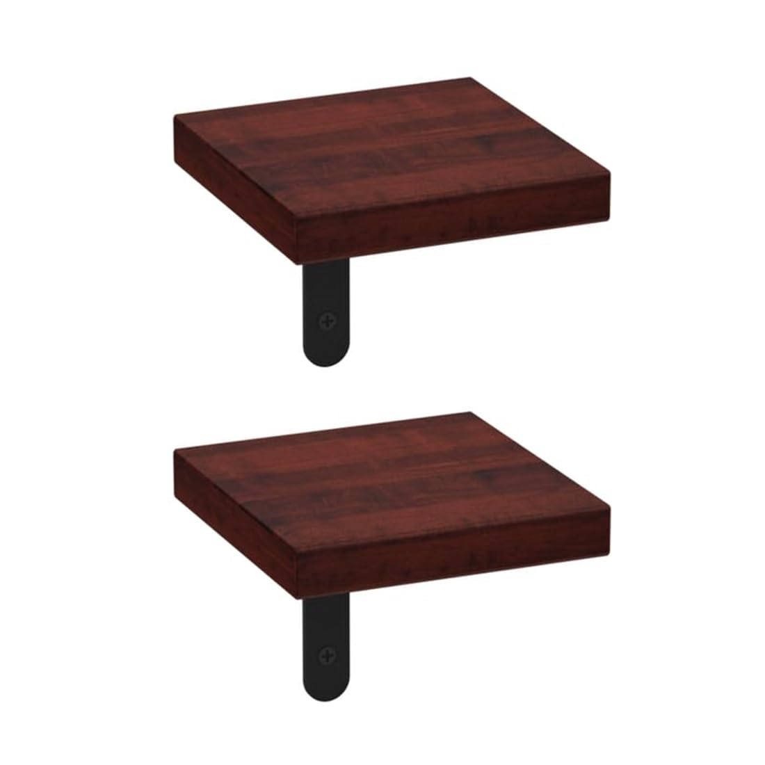 flux Wooden Square Wall Mounted Plant Stand Floating Shelves for Wall Wood Shelf Decor Plant Display Collectibles Mounted Kitchen Bathroom Bedroom Decorative Storage Shelf Stand (Rusted Red Pack of 2)-image-23
