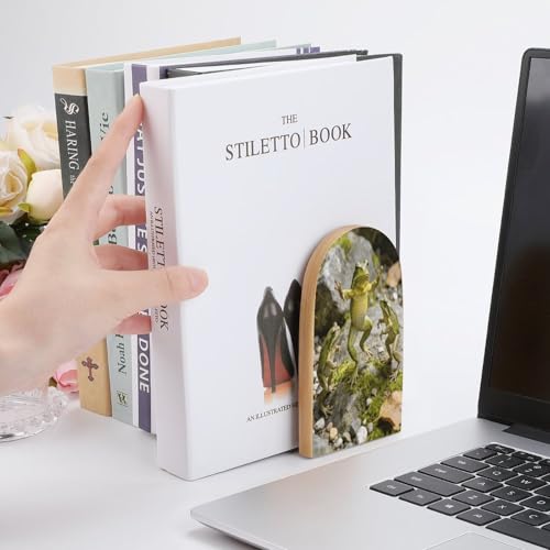 Sujetalibros de madera universal y antideslizante para estante de libros resistente 7