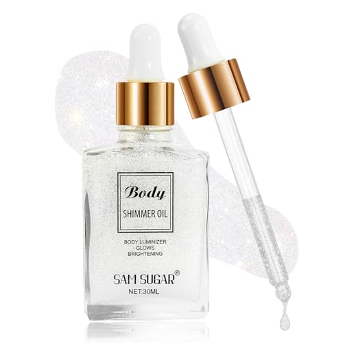 Body Shimmer Oil,Waterproof Long Lasting Moisturizing Bronze Body Luminizer Glow For Face & Body,Luxurious Illuminator Oil with Natural Origin Ingredients for Skin Glowing 1Fl Oz (01)