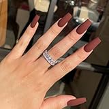 KQueenest Matte Caramel Brown Coffin Fall Press on Nails Medium Long Square Nails Press on, Glue on Nails Fake Nails, Stick on Nails for Women Acrylic Nails Set Solid Square Tip Nails in 24 PCS