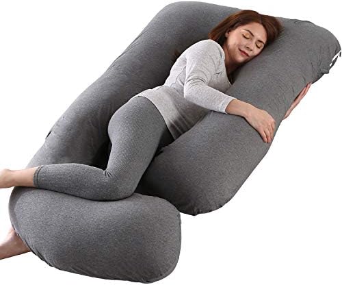 Victostar Pregnancy Pillow,57 inches U Shaped Maternity Pillow with Removable Cover Full Body Pillow Support for Back, Hips, Legs, Belly (Black Gray)