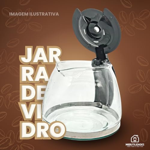 Jarra de Vidro Reposição Para Cafeteira Britânia 30 Xícaras Cp30 - Preto