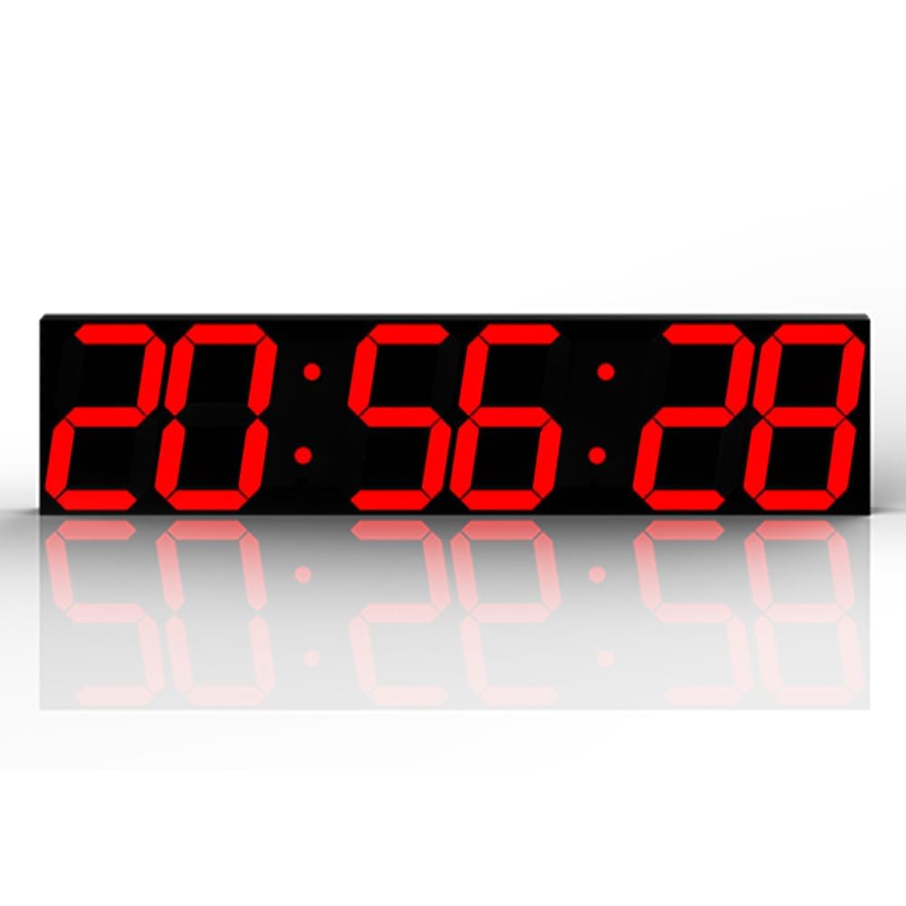 Temporizador de Gimnasio, Reloj Digital con Temporizador de intervalos Grande, Distancia Visual de 50 Metros/Brillo Ajustable/Formato de Hora 12/24/modos múltiples/inducción automática, para Gimnasio
