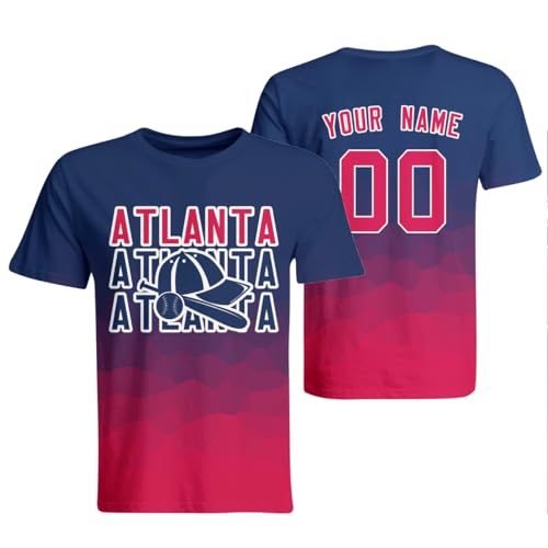generic Atlanta Custom Personalized T-Shirt,Atlanta Short Sleeve,Atlanta Classic Short Sleeve Style,Gift for Sports Fans., Small-3X-Large