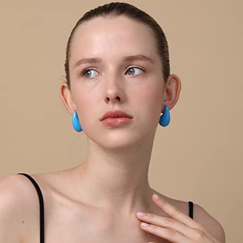 Image of Apsvo Chunky 14K Gold Plated Hoop Earrings for Women, Lightweight Waterdrop Hollow Open Hoops, Hypoallergenic Dupes Earrings