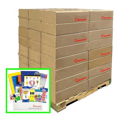 Pallet of 112 Elementary School Supply Boxes | 85 Piece Classroom Essentials Kit | Back to School Supplies Bulk Student Supply Kits