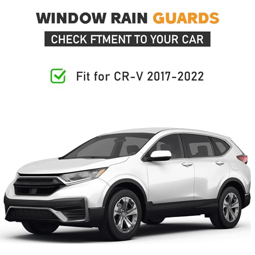Image of Shatterproof Taped-On Window Deflectors for Honda CR-V 2017-2022 with Chrome Trim, Rain Guards, Window Visors for Cars, Vent Deflector, 4pcs