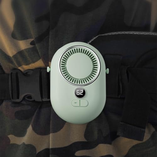 Ventilador portátil de cintura y cuello, ventilador de escritorio portátil, con pantalla LED y 3 velocidades de viento ajustables, para el hogar, oficina, viajes, varios entornos (verde 4000 mAh)
