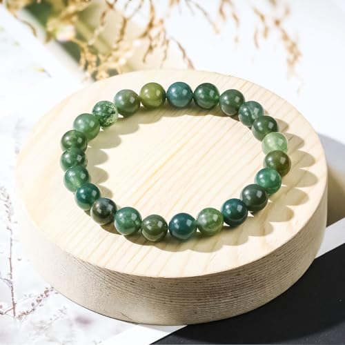 Image of Clearain Natural Gemstones Bracelet 8mm Chakra Round Beads Energy Power Crystal Reiki Healing Elastic Stretch 7 Inch for Women Men Unisex