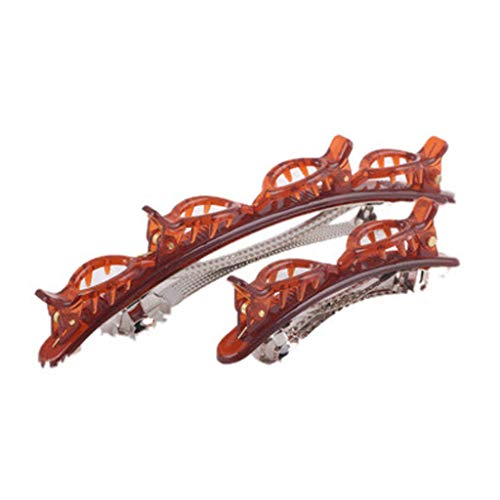 Diadema con pinza de cocodriloK, diadema con trenza giratoria de doble capa, horquilla de peinado con doble flequillo, diadema tejida hueca de varias capas (1 Pcs, Marrón B)