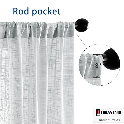 Cutewind Grey Linen Blend Textured Sheer Kitchen Tier Curtains 30 Inches Long For Bathroom Rod Pocket Half Window Treatment Drapes (2 Pieces, Grey, W25×L30 Inches ) #TOP1