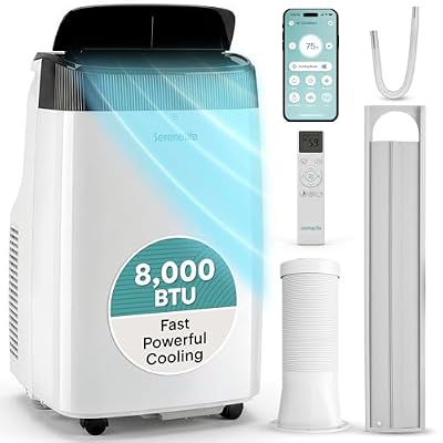 SereneLife Portable Air Conditioner 8000 BTU With WIFI | 3-in-1 Cooling, Fan and Dehumidifier | 24-H Timer up to 350 sq ft Coverage | AC Unit for Bedroom, Home & Office | Window Kit & Remote