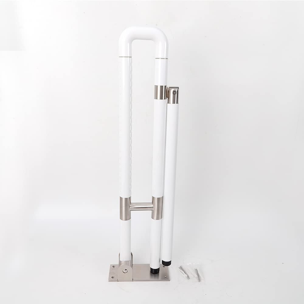 Asidero para inodoro y soporte de pared, plegable, pasamanos de seguridad para aseo, antideslizante, montaje en pared, para personas mayores, discapacitados, mujeres embarazadas (blanco, 60 cm)