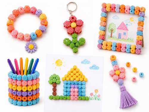 Image of eshoppee 200 gm 14 mm Plastic Beads for Jewellery Making Kit Art and Crafts Materials for Necklace Bracelet Earring Making DIY Kit (19)