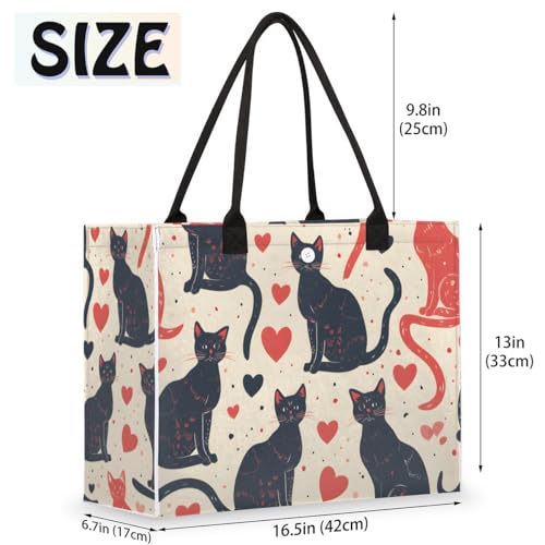 Black Red Cats Tote Bag for Women Large Beach Bag Reusable Tote Bags for Work Travel Beach Shopping2