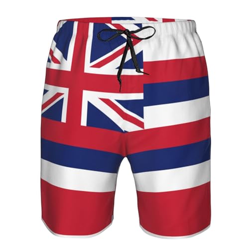 WURTON Hawaii Flag Print Mens Swim Trunks Quick Dry Bathing Suits Summer Holiday Beach Board Shorts Pockets4