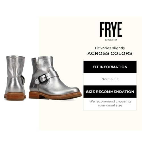 Image of Frye 5 inch Veronica Booties for Women - Full-Grain Brush-Off Leather with Antique Metal Hardware and Rubber Outsole, Genuine Stitch Welt Construction