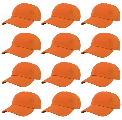 Image of Gelante Baseball Caps Hats 100% Cotton Plain Blank Adjustable Size Wholesale Bulk of 12 Pack