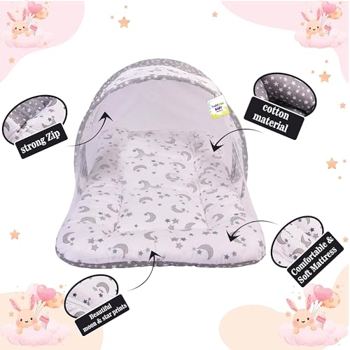Image of Toddylon Baby Bedding Set New Born Baby Bed Mosquito Net | Carry Bag|Sheets | Essentials Combo (0-6 Months) (4PCS Set)