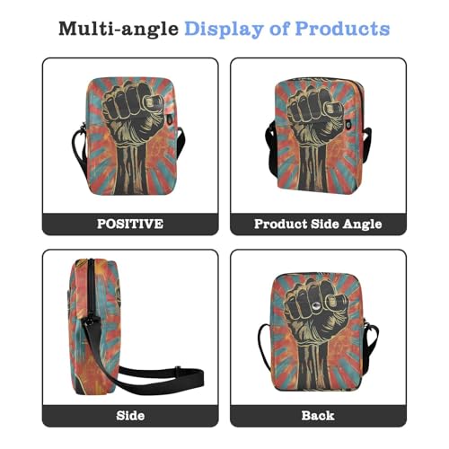 mens messenger bag crossbody mens crossbody bag crossbody purses for women Adjustable Strap for outdoor sports outdoor sports- Protest Fist Illustration4