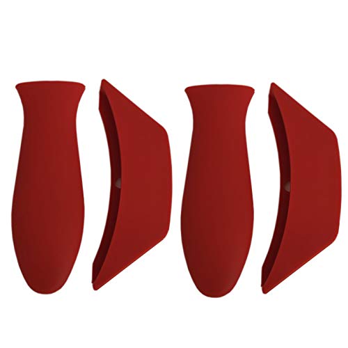 Zifoudvs Silicone Hot Handle Holder, Potholder For Cast Iron Skillets, Pans, Frying Pans & Griddles, Metal And Aluminum Cookware Handles - Sleeve Grip, Handle Cover (4 Pack, Red) #TOP20