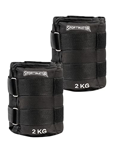 SPORTINATOR® Arm- & Bein-Gewichtsmanschetten Handgelenk-, verstellbare Klettverschluss Knöchelgewichte Trainingsgewichte Set 2 Stück 2 * 2 kg Ankle Weights für Damen, Herren Cover