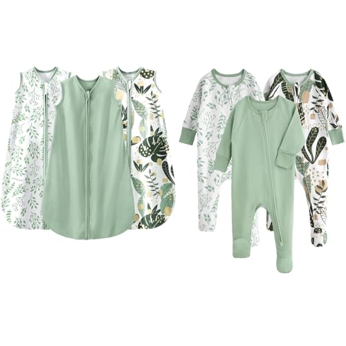 Image of Yoofoss 100% Organic 3pack Baby Sleep Sack 0-6 Months & 3pack Baby clothes for Newborn