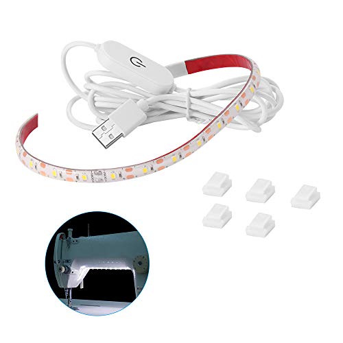 Prenine Luz De Tira De Costura Super Brillante De 5v 3.6w De La Máquina De Coser Del Usb Con La Prenda Impermeable Del Amortiguador Ip55 Del Tacto Para El Fondo De La Tv Del Gabinete, 6500K Cover