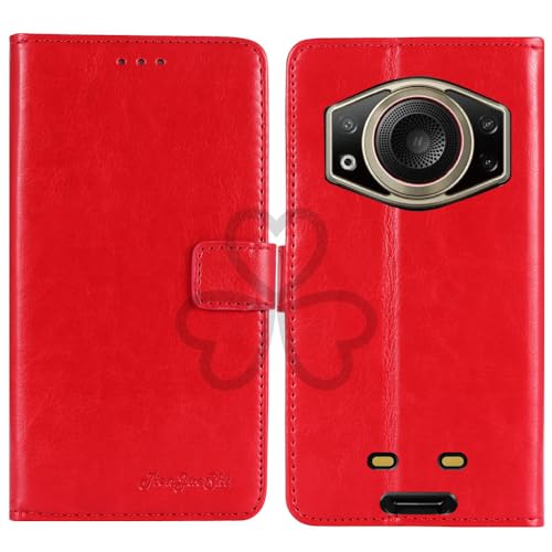 TienJueShi Red Book Stand Retro Flip Leather Protector Phone Wallet Gel Cover Etui TPU Silicone Case For DOOGEE Fire 7 Ultra 6.6