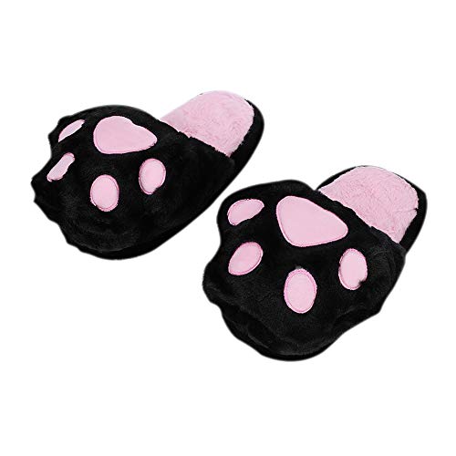 Plush Slipper Warm Fuzzy Cozy Animal Cat Paw House Shoes Support for Women Kids2
