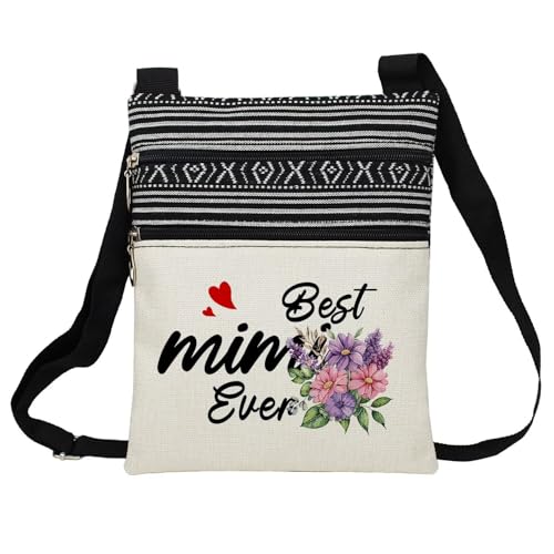 Best Mimi Ever Messenger Bag Small Ethnic Pattern Printed Adjustable Strap Crossbody Zipper Bag Phone Bag Wallet Cute Shoulder Handbag for Grandmother Grandma Women