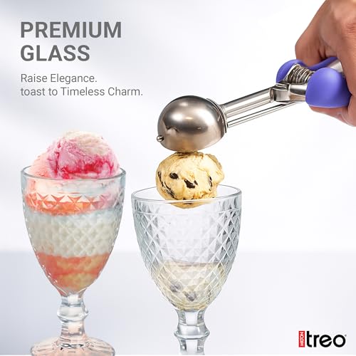 Image of Treo by Milton Astoria Goblet 300 ml I Tall Dessert Bowls with Wide Mouth for Easy scooping Ideal for Serving Sundaes ice Cream or Layered Desserts I for cafes, Parties, or Treats at Home I Set of 6