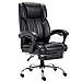 Fauteuil de Bureau avec Repose Pieds Rembourré Pliable, Chaise pour Ordinateur Ergonomique, Dossier Réglable et Inclinable, en Similicuir, Noir