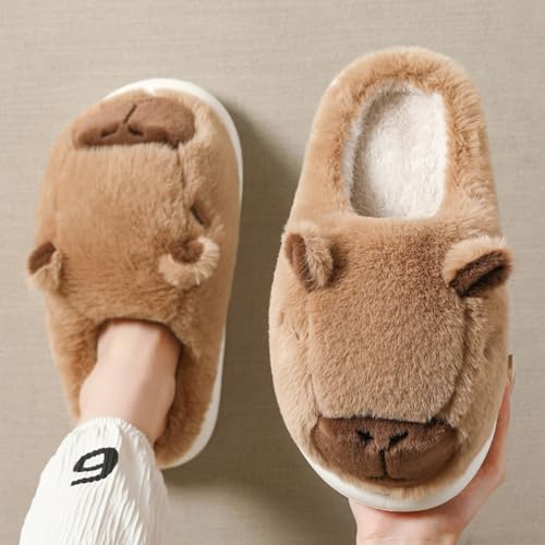 Parent-Child Fuzzy Slippers Cute Capybara Shape Soft Cozy Warm Anti-Slip Soles Indoor Fluffy Slippers Gift for Christmas2