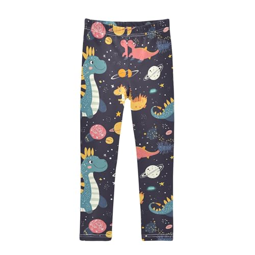Wusikd Cute Dinosaur Girls' Leggings Toddler Doodles Space Kids Yoga Pants Dance Active Tights 6T Multi