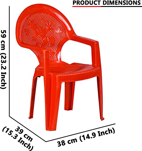 Image of MAHARAJA Mickey Mouse Plastic Chair for Kids | Strong Durable & Portable Study Chairs | Virgin Material Kids Chairs for 2 to 8 Years | Stackable School Chair (Red, Pack of 4)