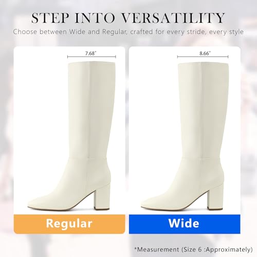 Image of Shoe'N Tale Knee High Boots for Women Chunky Block Heel Fall Winter Pointed Toe Boots