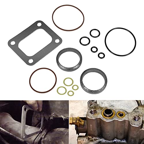 72468 Turbo Mounting Gasket Set & 7.3L Powerstroke Diesel Turbo Pedestal Yellow O-Ring Seal Gaskets F4TZ-6N653-A F4TZ-6N653-B Compatible with Ford 1994-2003 7.3L Powerstroke Diesel