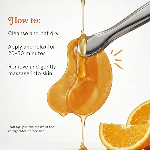 Image of LE GUSHE Vitamin C Eye Patches with Collagen and Snail Mucin, Aloe Vera Eye Patches for Puffy and Dark Undereyes, Korean Skincare for All Skin Types, 30 Pairs